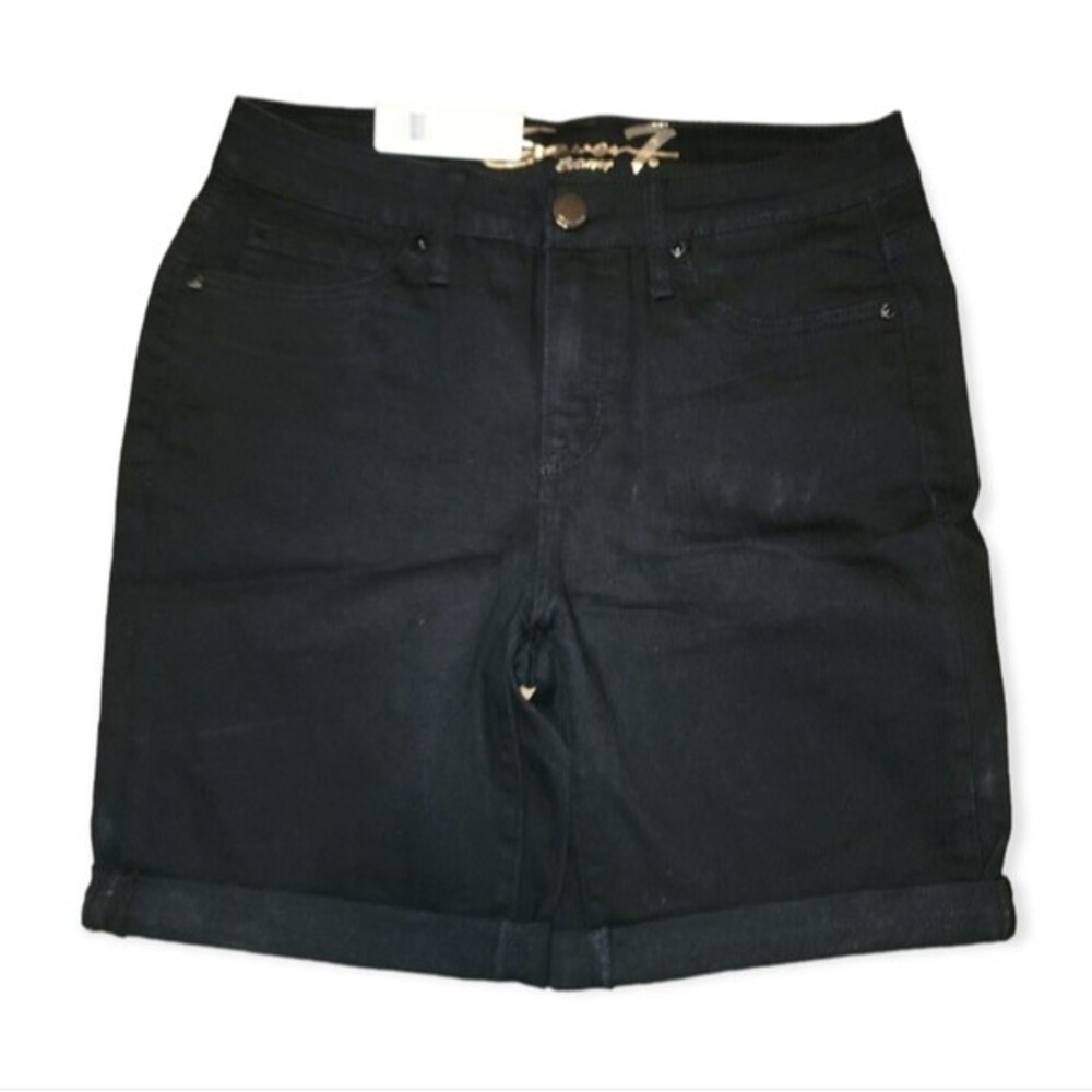 Seven7 Black Super Soft Stretch Rolled Cuff Sunset Bermuda Shorts Size 8 - Picture 2 of 11
